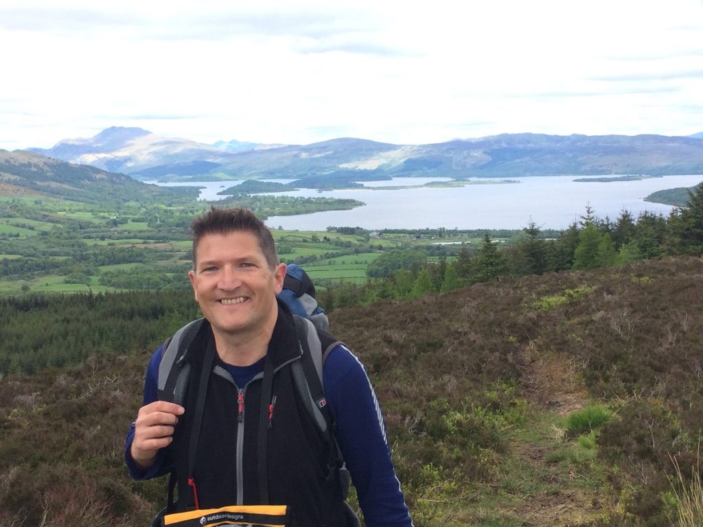 Robin walking in Scotland