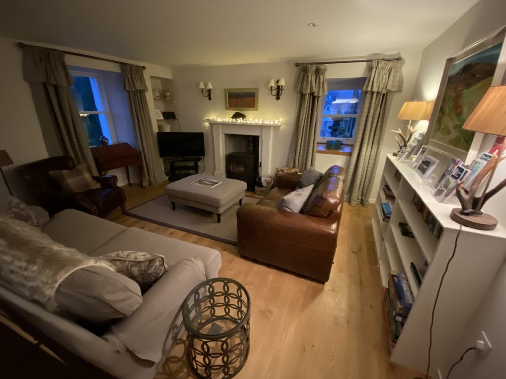 Cosy lounge, Keeper's Cottage, Straloch Highland Retreats